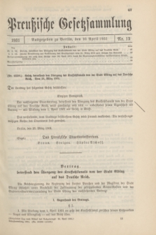 Preußische Gesetzsammlung. 1931, Nr. 13 (10 April)