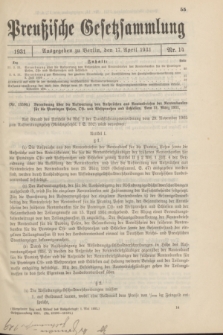 Preußische Gesetzsammlung. 1931, Nr. 14 (17 April)