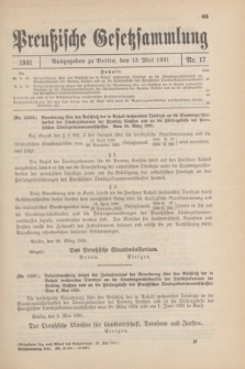 Preußische Gesetzsammlung. 1931, Nr. 17 (13 Mai)