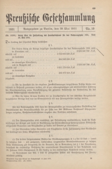 Preußische Gesetzsammlung. 1931, Nr. 19 (30 Mai)