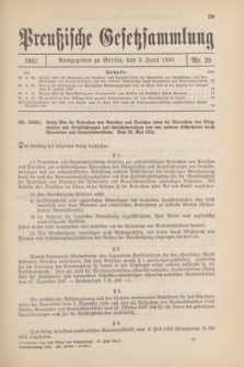 Preußische Gesetzsammlung. 1931, Nr. 20 (3 Juni)
