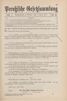 Preußische Gesetzsammlung. 1931, Nr. 22 (9 Juni)