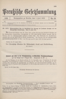 Preußische Gesetzsammlung. 1931, Nr. 26 (1 Juli)