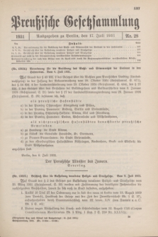 Preußische Gesetzsammlung. 1931, Nr. 28 (17 Juli)