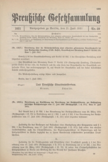 Preußische Gesetzsammlung. 1931, Nr. 29 (21 Juli)