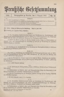 Preußische Gesetzsammlung. 1931, Nr. 32 (4 August)