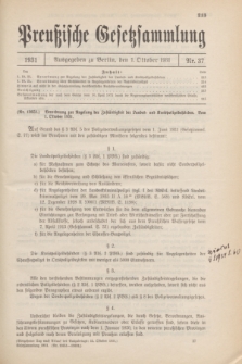 Preußische Gesetzsammlung. 1931, Nr. 37 (1 Oktober)