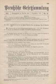 Preußische Gesetzsammlung. 1931, Nr. 48 (7 Dezember)