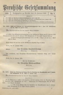 Preußische Gesetzsammlung. 1934, Nr. 4 (20 Januar)