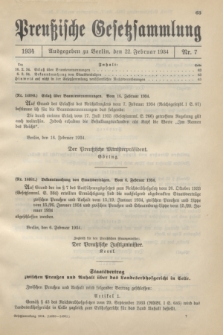 Preußische Gesetzsammlung. 1934, Nr. 7 (22 Februar)