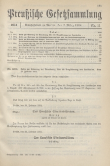 Preußische Gesetzsammlung. 1934, Nr. 11 (7 März)