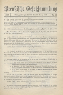 Preußische Gesetzsammlung. 1934, Nr. 12 (13 März)