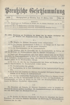Preußische Gesetzsammlung. 1934, Nr. 13 (17 März)