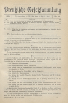 Preußische Gesetzsammlung. 1934, Nr. 19 (5 April)