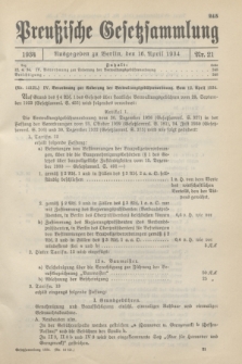 Preußische Gesetzsammlung. 1934, Nr. 21 (16 April)