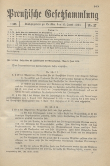 Preußische Gesetzsammlung. 1934, Nr. 27 (15 Juni)