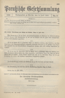Preußische Gesetzsammlung. 1934, Nr. 31 (14 Juli)