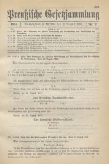 Preußische Gesetzsammlung. 1934, Nr. 37 (27 August)
