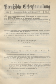 Preußische Gesetzsammlung. 1935, Nr. 2 (30 Januar)