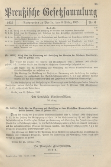 Preußische Gesetzsammlung. 1935, Nr. 6 (8 März)