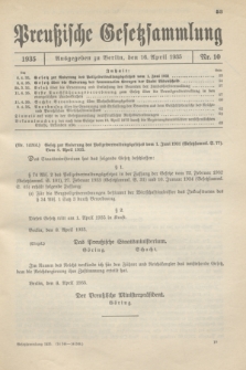 Preußische Gesetzsammlung. 1935, Nr. 10 (16 April)