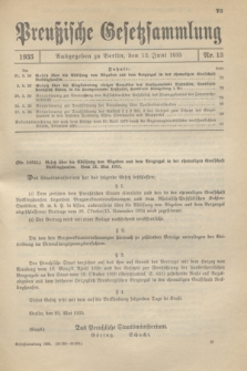 Preußische Gesetzsammlung. 1935, Nr. 13 (12 Juni)