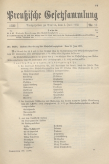 Preußische Gesetzsammlung. 1935, Nr. 16 (5 Juli)