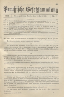 Preußische Gesetzsammlung. 1935, Nr. 17 (24 Juli)