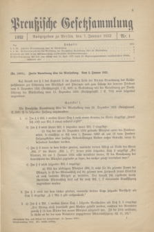Preußische Gesetzsammlung. 1932, Nr. 1 (7 Januar)