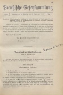 Preußische Gesetzsammlung. 1932, Nr. 7 (2 Februar)