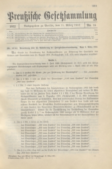 Preußische Gesetzsammlung. 1932, Nr. 15 (11 März)