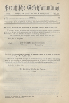 Preußische Gesetzsammlung. 1932, Nr. 17 (16 März)