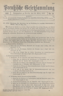 Preußische Gesetzsammlung. 1932, Nr. 20 (30 März)