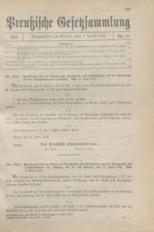 Preußische Gesetzsammlung. 1932, Nr. 21 (1 April)