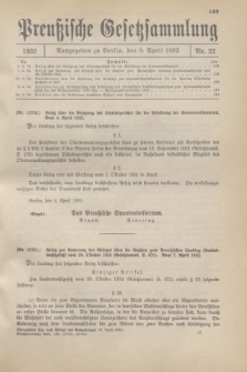 Preußische Gesetzsammlung. 1932, Nr. 22 (9 April)