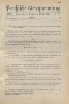 Preußische Gesetzsammlung. 1932, Nr. 26 (12 Mai)