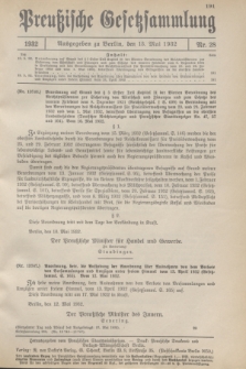 Preußische Gesetzsammlung. 1932, Nr. 28 (13 Mai)