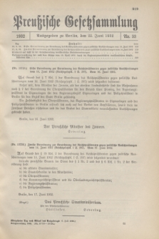 Preußische Gesetzsammlung. 1932, Nr. 33 (22 Juni)