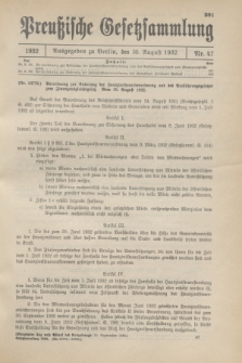 Preußische Gesetzsammlung. 1932, Nr. 47 (30 August)