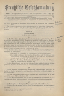 Preußische Gesetzsammlung. 1932, Nr. 48 (3 September)