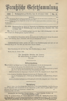 Preußische Gesetzsammlung. 1932, Nr. 58 (19 Oktober)