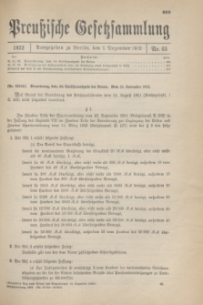 Preußische Gesetzsammlung. 1932, Nr. 65 (1 Dezember)