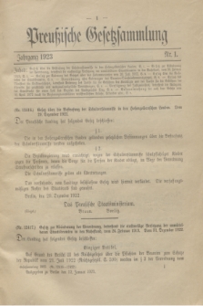 Preußische Gesetzsammlung. 1923, Nr. 1 (12 Januar)