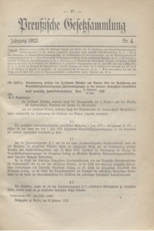 Preußische Gesetzsammlung. 1923, Nr. 4 (16 Februar)