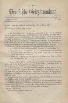 Preußische Gesetzsammlung. 1923, Nr. 5 (16 Februar)