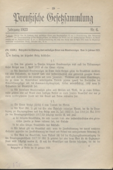 Preußische Gesetzsammlung. 1923, Nr. 6 (19 Februar)