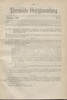 Preußische Gesetzsammlung. 1923, Nr. 7 (22 Februar)
