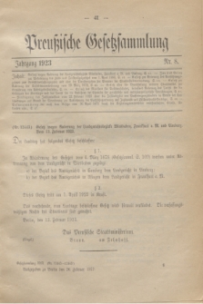 Preußische Gesetzsammlung. 1923, Nr. 8 (26 Februar)