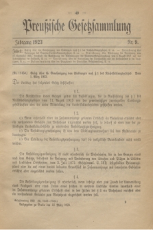 Preußische Gesetzsammlung. 1923, Nr. 9 (12 März)