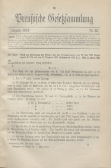 Preußische Gesetzsammlung. 1923, Nr. 12 (17 März)